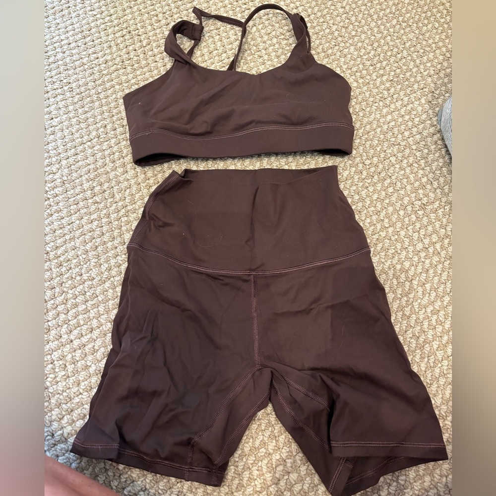 Matching brown workout set